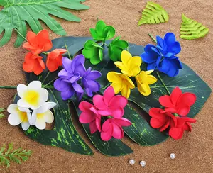 Fabrik Lieferant 8 Farbe EVA Schaum 3-Plume ria Haar Pick Hula Mädchen Tanz Hawaii Künstliche Frangipani Blume