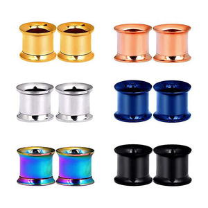 Threaded Double Flared Tunnel Plugs | Stainless Steel Vacuum Plated Punk Style Ear Expansion Body <b>Piercing</b> Jewelry - Product Image 5