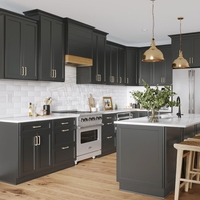 Unit Kabinet Dapur RTA MDF Shaker Door Berbingkai Vietnam Soft Close untuk Proyek Bangunan