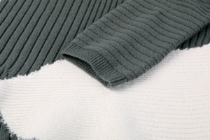Pull en laine mérinos tricoté sur mesure pour femme, col montant, color block, hiver, manches longues, pull long - Product Image 4