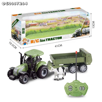 Vente en gros 2025 Modèle pas cher Plastique Télécommande Jouet Camion à benne basculante Enfants Rc Transport Pvc Vache Fermier Tracteur Camions Jouet avec son