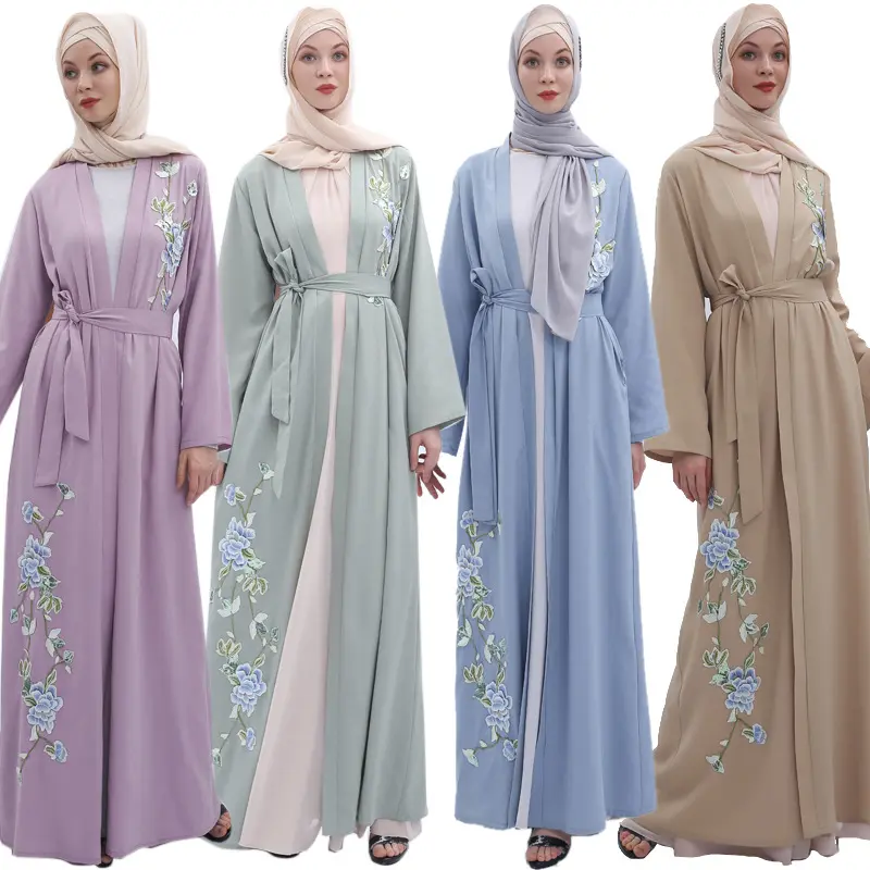 เสื้อผ้ามุสลิม Abaya แบบเรียบง่าย,ชุดเดรส Abaya 2019 Dubai Kaftan แบบนิ่ม