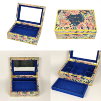 Boîte à bijoux en bois colorée avec miroir intégré, doublure en velours, charnière métallique, logo personnalisé, plateau amovible pour le rangement des bijoux, organisateur de maison