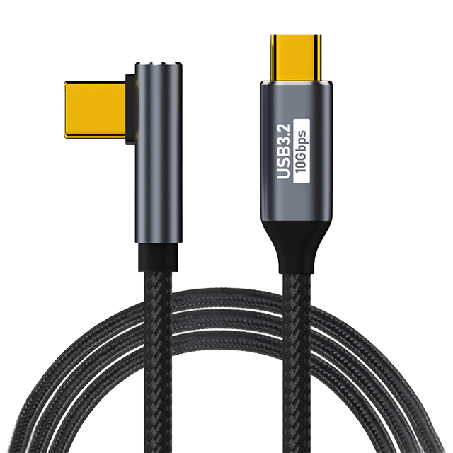 2M Right Angle USB C USB C Cable 90 Degree 10Gbps 4K0Hz PD 100W USB3.2 Gen2 Braid Male-Male Charging Type-C Cable for Tablets