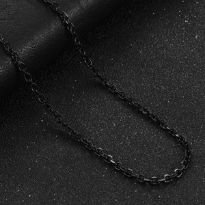 Collier chaîne Rolo en acier inoxydable pour hommes et femmes, couleur noire, plaqué, maillons en métal, collier ras du cou, accessoires de bijoux, cadeau - Product Image 6
