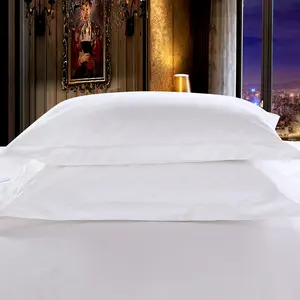 Fundas de almohada de algodón blanco para Hotel, diseño liso, venta al por mayor de fábrica