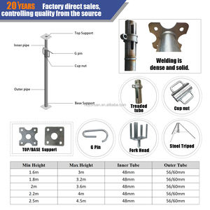 Prix d'usine 2-5m réglable réglable en acier étaiements galvanisés Jack Post rétractables en acier pour support de dalle de béton - Product Image 3