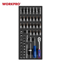 Juego de Herramientas Mecánicas WORKPRO 193PC BMC-Tray, Caja de Herramientas con Ruedas, Carro de Herramientas con Ruedas, Kit de Herramientas con Gabinete
