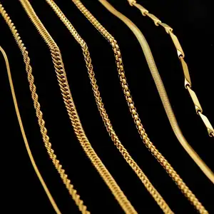 Fashion Jewelry Necklace Stainless Steel Custom 18k Gold Plated Minimalist Neck Jewelry For Man Women