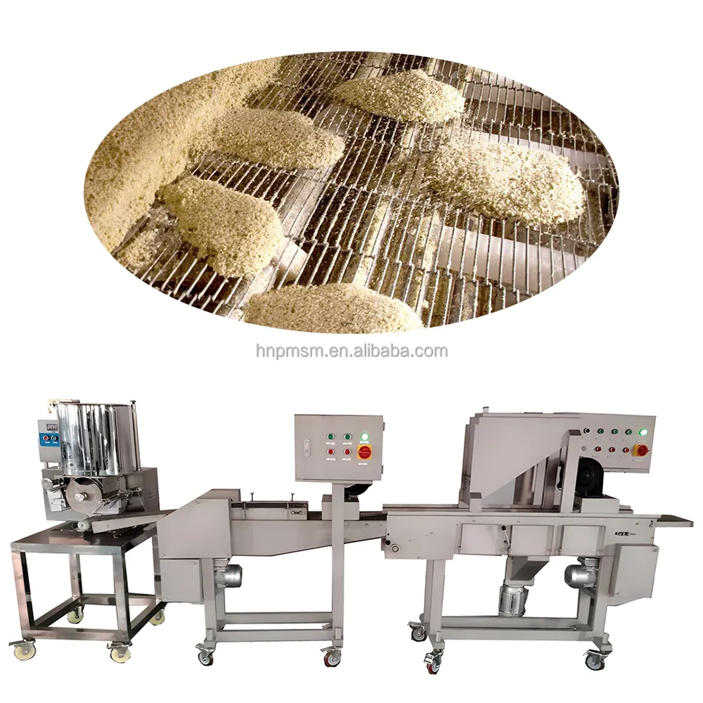 Máquina de masa y empanado de bajo presupuesto Sistema de empanado de bajo precio Líneas de alimentos automatizadas