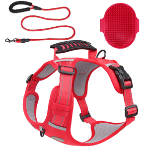 ชุดสายจูงสุนัขพร้อมสายจูงและแปรงเสริมสวยไนล่อนเกรดทหารไม่ดึงสายรัดสะท้อนแสงสำหรับสุนัข - Product Image 3