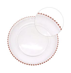 Assiettes de présentation en plastique transparent avec bordure perlée, assiettes rondes en plastique de 13 pouces pour la décoration de dîner et les événements - Product Image 2