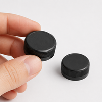 Bouchons à vis en PP noir de 38 mm, qualité alimentaire, à nervures, pour bouteilles de boissons et d'assaisonnements, vente en gros pour distributeurs en vrac