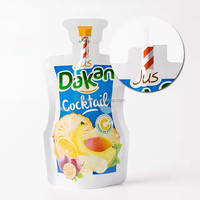 Sachets en plastique personnalisés pour boissons liquides avec paille, pour machine de remplissage de jus en aluminium, pochettes verticales à bec verseur