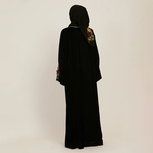 Dubai Winter <strong>Black</strong> 3D Embroidered Abaya Clothing Islamic Clothing Luxury Flower Embroidered and Adorned <strong>Velvet</strong> Enclosed Abaya - Product Image 4