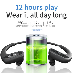 Cyboris SM608 IPX8 impermeabile per auricolari Bluetooth 32GB senza fili lettore MP3 auricolare per sport da corsa LED blu per il bagno - Product Image 5