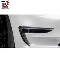 Pour Tesla modèle 3 accessoires de pare-chocs avant en Fiber de carbone humide lampe antibrouillard couteau à vent Installation parfaite