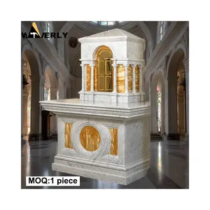 Waverly Diseño personalizado Iglesia católica Producto de piedra Casa sagrada Tallada a mano Mármol Iglesia Altar y Tabernáculo