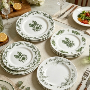 Vaisselle en céramique vintage française, assiettes rétro du milieu du siècle, assiettes pour le petit-déjeuner, les pâtes et les desserts - Product Image 4
