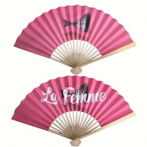Abanico de Mano de Bambú con Diseño de Ángel, Color Sólido, Ecológico, Venta al por Mayor para Bodas y Eventos - Product Image 1