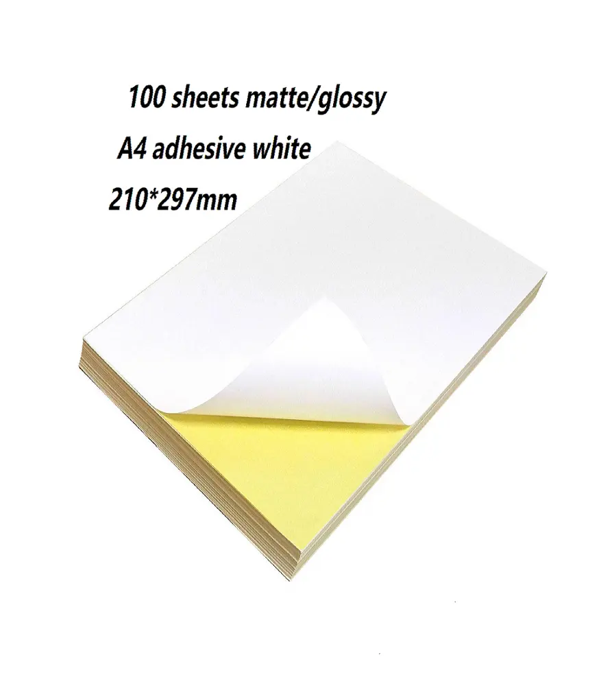 100 Sheets of Quality A4 White Matte/Glossy Self Adhesive Sticky Back Label Printing Paper A4 Sheet sticker