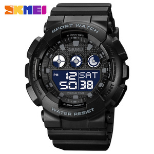 Skmei Sport Watch Digital Men Waterproof Chronograph Alarm World Time Black Rubber Strap Water Resist 3Bar - Product Image 1