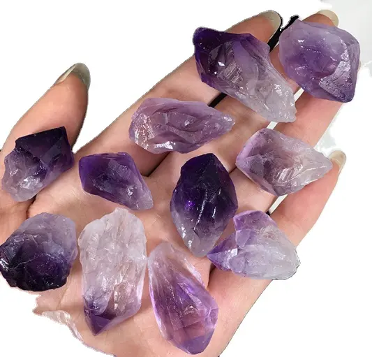 100g Natural purple crystal tooth stones raw single separate amethyst teeth