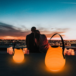 Lampes solaires de jardin portables, lanterne extérieure rechargeable avec poignée en cuir pour la décoration de table de cour - Product Image 4