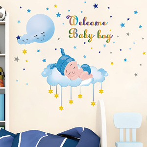 Autocollants découpés en forme <span class=keywords><strong>de</strong></span> nuage pour bébé, nouveau design, bienvenue, dessin animé, pour la décoration <span class=keywords><strong>de</strong></span> la maison, chambre d'enfant, décoration murale <span class=keywords><strong>de</strong></span> <span class=keywords><strong>maternelle</strong></span> - Product Image 2