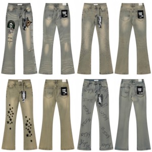 Pantalon skinny en denim KDNK, style streetwear vintage hip-hop américain, broderie de crâne, vêtements décontractés pour hommes - Product Image 1