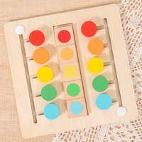 Permainan Puzzle Geser Logika Kayu Montessori, Permainan Mencocokkan Warna, 2 Pemain VS Teka-teki Otak, Mainan Edukatif untuk Anak-anak Balita