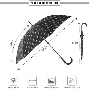 Custom Printed Promotional Windproof Men Ladies Walking Stick Style Corporate Gifts Events Straight <b>Umbrella</b> - Product Image 3