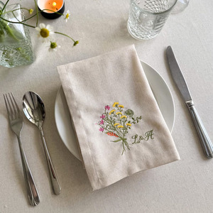 <span class=keywords><strong>Serviette</strong></span> <span class=keywords><strong>de</strong></span> <span class=keywords><strong>table</strong></span> carrée réutilisable en lin 100% brodée bleue, fabriquée à la machine, <span class=keywords><strong>de</strong></span> haute qualité, durable, <span class=keywords><strong>avec</strong></span> base antidérapante en EVA tissée - Product Image 3