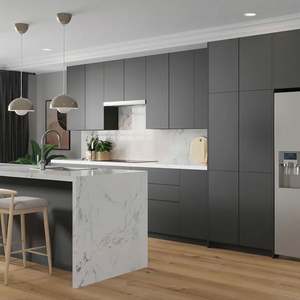 Custom Blue Color Lacquer Modular Modern Kitchen <b>Cabinets</b> for Apartment and Villa Use - Product Image 2