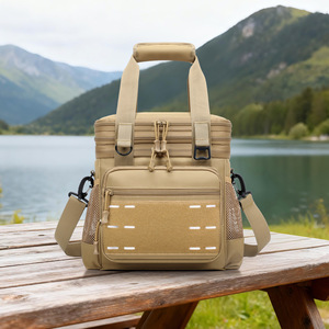 Picnic Insulated Ice Pack Khaki Polyester Outdoor Storage Bag Foldable Tactical Lunch Cooler - Product Image 1