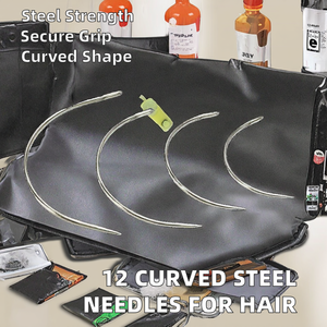 12 aiguilles à coudre courbées en acier inoxydable de 6 cm pour tissage de cheveux, outils d'extension de cheveux, usage commercial - Product Image 2