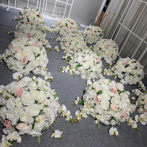 Classic white cream color rose floral ball decorazione di nozze fiori centrotavola centrotavola palla di fiori artificiali - Product Image 5