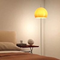 Lampe sur pied LED WolongmountainMushroom, verre jaune, cadre en fer moderne, intensité réglable, hauteur 165 cm, E27, salon, bureau, décorative