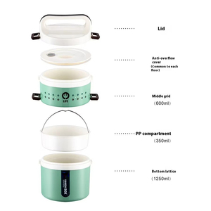 Boîte à lunch isotherme multicouche <span class=keywords><strong>sous</strong></span> <span class=keywords><strong>vide</strong></span>, compatible micro-ondes, multi-compartiments, sans BPA, grande capacité, avec cuillère accessoire pour le bureau - Product Image 5