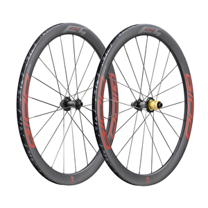 Juego de ruedas de bicicleta de carretera con freno de disco de cubo de aluminio, delantero, 2 traseros, 4 rodamientos sellados, Toray T800, llanta de fibra de carbono, 45mm de profundidad, Rojo - Product Image 1