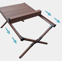 Table de camping portable SOLOMAN moderne en alliage d'aluminium, légère, réglable en hauteur, détachable, marron, 4 places, avec rangement