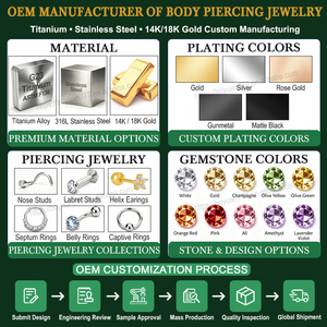 Joyería para piercing corporal <span class=keywords><strong>de</strong></span> acero inoxidable 316L dorado, clicker para septum, labret, piercing para labio, nariz, pezón, <span class=keywords><strong>ombligo</strong></span>, arete <span class=keywords><strong>de</strong></span> base plana - Product Image 3