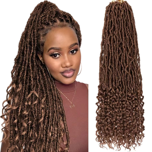 Venta caliente 10-36 pulgadas <span class=keywords><strong>Nu</strong></span> <span class=keywords><strong>L</strong></span> Cur lyLocs extremos Gypsy Crochet rizado trenza pelo sintético fácil trenzado extensión de cabello - Product Image 1
