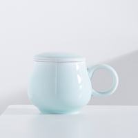 Tasse à café ou à thé en porcelaine émaillée de couleur personnalisée en forme de pomme, avec infuseur et couvercle, 360 ml, style chinois, emballage en boîte cadeau