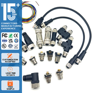 Conector de Aviación M12 Impermeable de 4 Núcleos Macho/Hembra, Sensor PA66 Retardante de Llama <span class=keywords><strong>Mejorado</strong></span>, Forma Recta/Angular - Product Image 1
