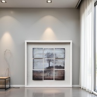 Décoration Murale Carrée en Verre DIY Motif Arbre 3D Écologique Style Art Déco Moderne Classique pour Maison et Bureau