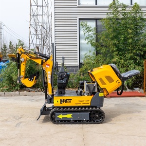 Mini-excavatrice sur chenilles, capacité de la benne de 0,1 m³, machine de terrassement compacte jaune pour chantier de construction - Product Image 5