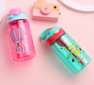 Bouteille d'eau de sport en plastique de 480 ml avec bec de canard et paille, gobelet à bec motivant pour enfants, pour la rentrée scolaire, les excursions en plein air - Product Image 5