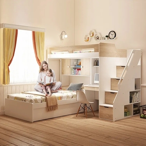 Kids Bedroom Double <strong>Bed</strong> Furniture Twin Over Full/Queen Split Bunk <strong>Bed</strong> <strong>with</strong> <strong>Desk</strong> <strong>and</strong> Stairs - Product Image 2