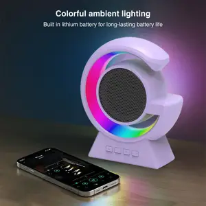Speaker musik berkedip portabel 2024, pengeras suara Stereo tanpa kabel baterai luar ruangan plastik Mini Bluetooth G RGB 5W